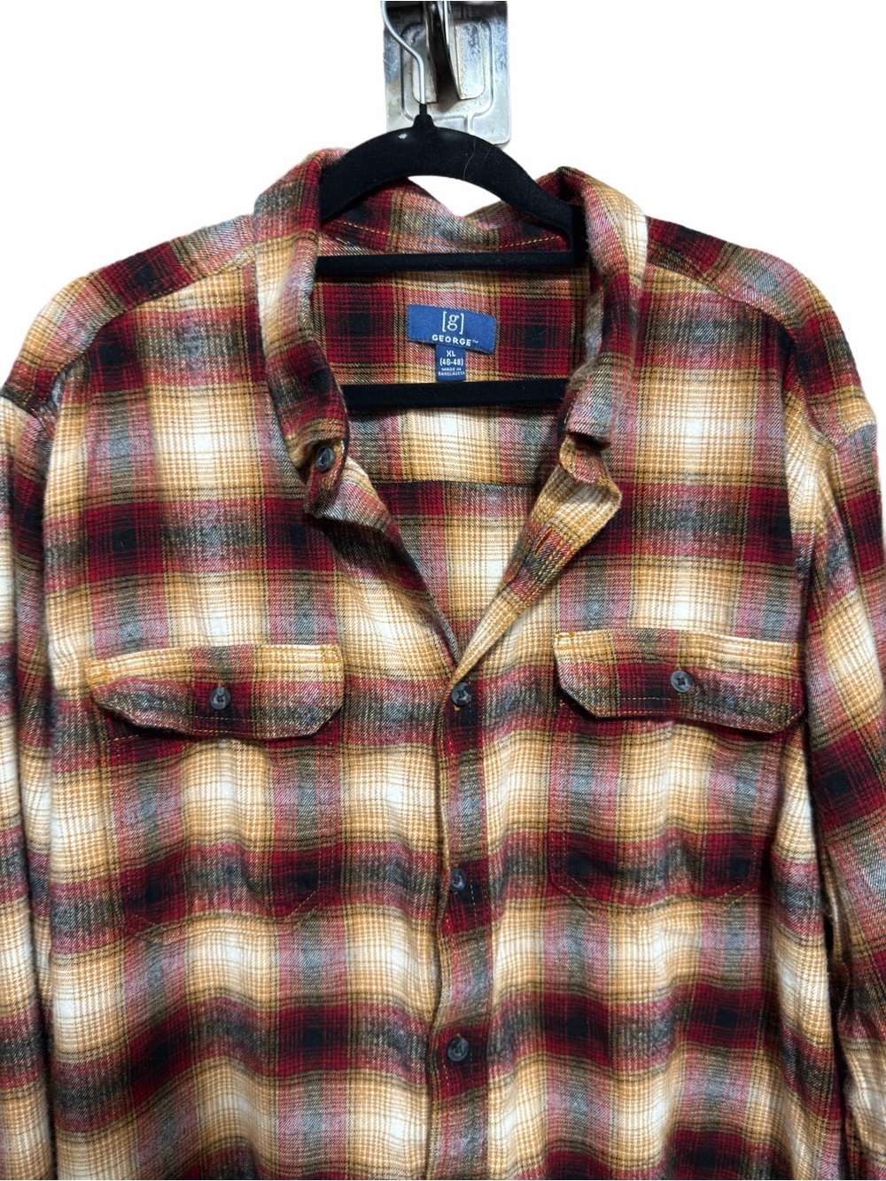 George Size XL Button Down Long Sleeve Plaid Shirt